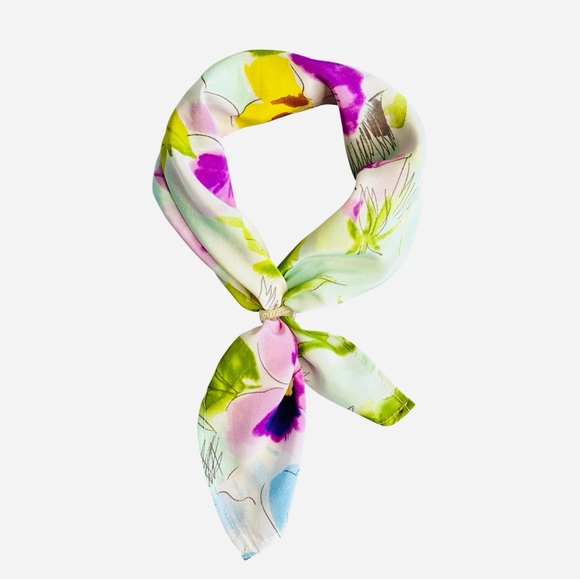 NWT SILKLETTE Spring in Bloom 100% Fine Silk Kerchief Scarf Multicolor - Picture 4 of 9